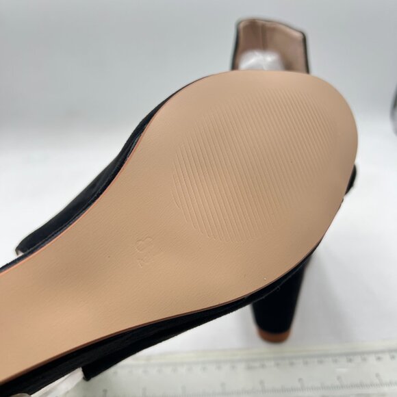 YDN Black Elegant Wedge High Heel Slingback Sandals Open Toe Suede Ankle Bootie - Picture 6 of 8